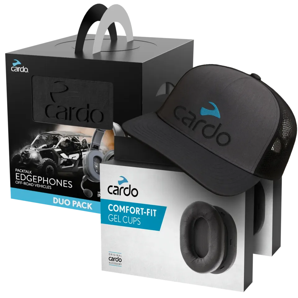 Cardo Packtalk Edgephones ORV duo headset 2 stuks met petten