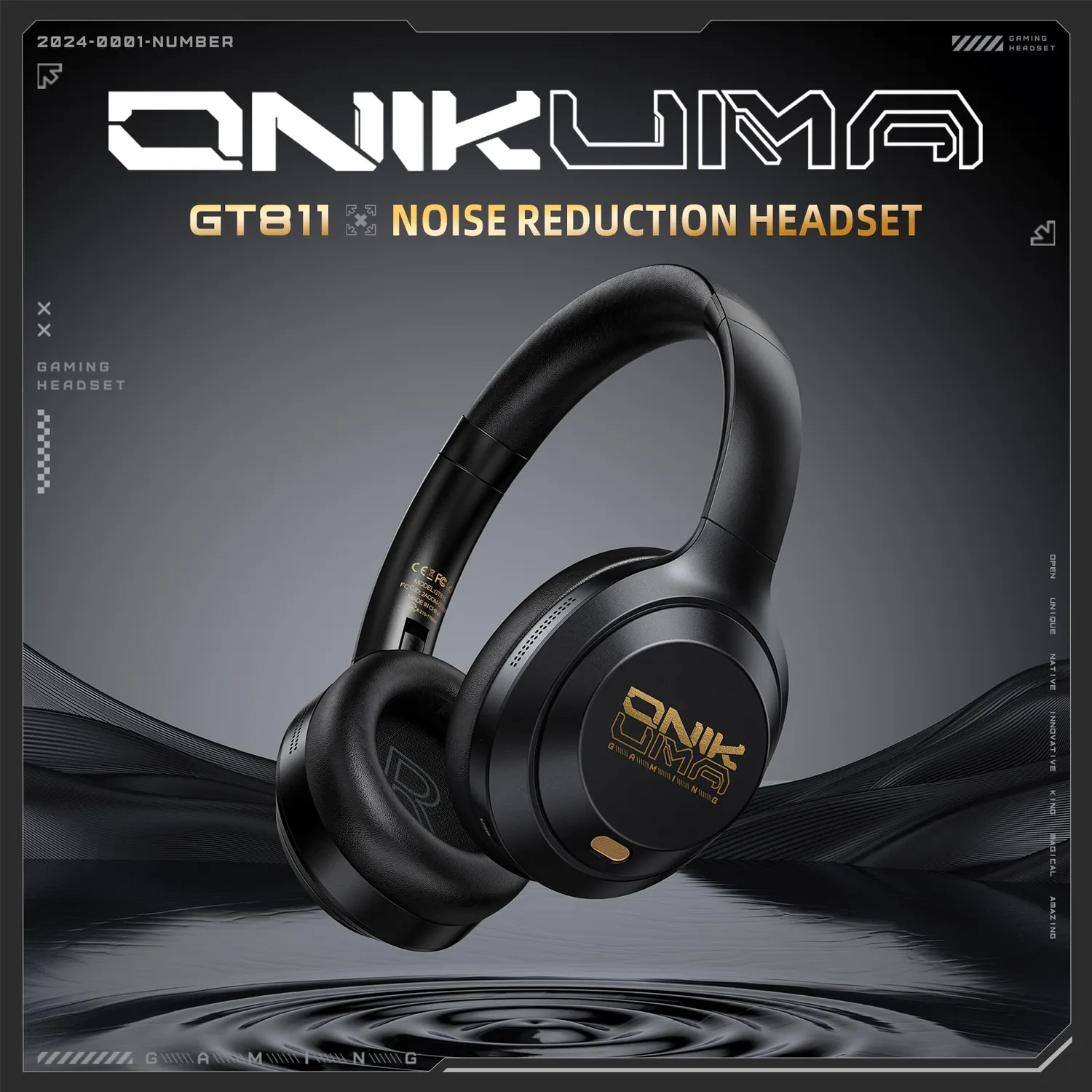 ONIKUMA GT811 gaming headset zwart Bluetooth ANC