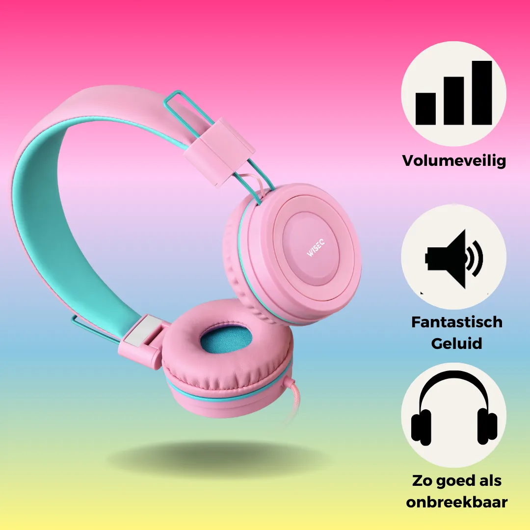WISEQ One kinderkoptelefoon bedraad Unicorn-Bubblegum 85dB