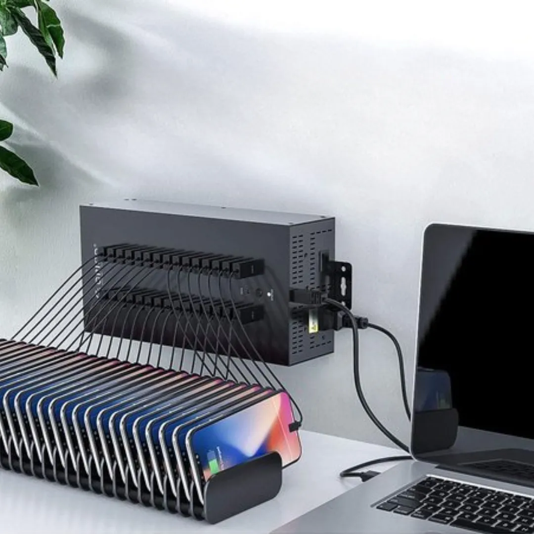 WISEQ USB Hub 30 Poorten Laadstation 300W Quick Charge