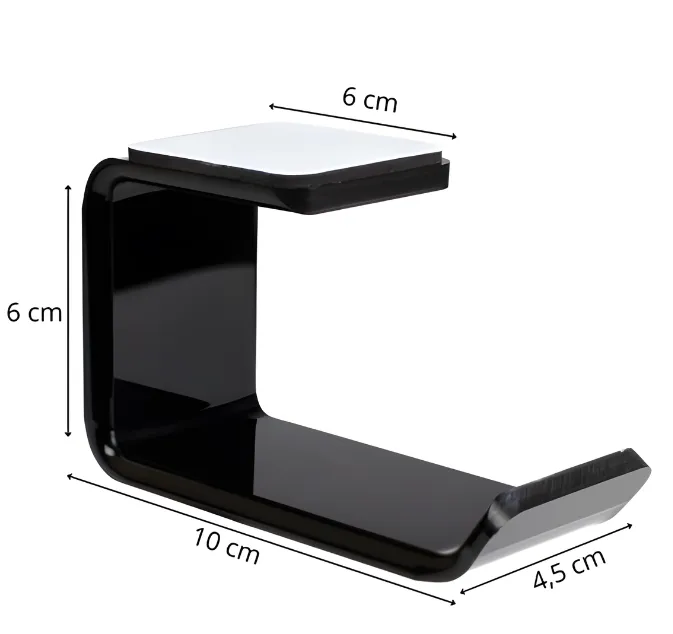 WISEQ Koptelefoonhouder Wandhanger Zwart zelfklevend compact