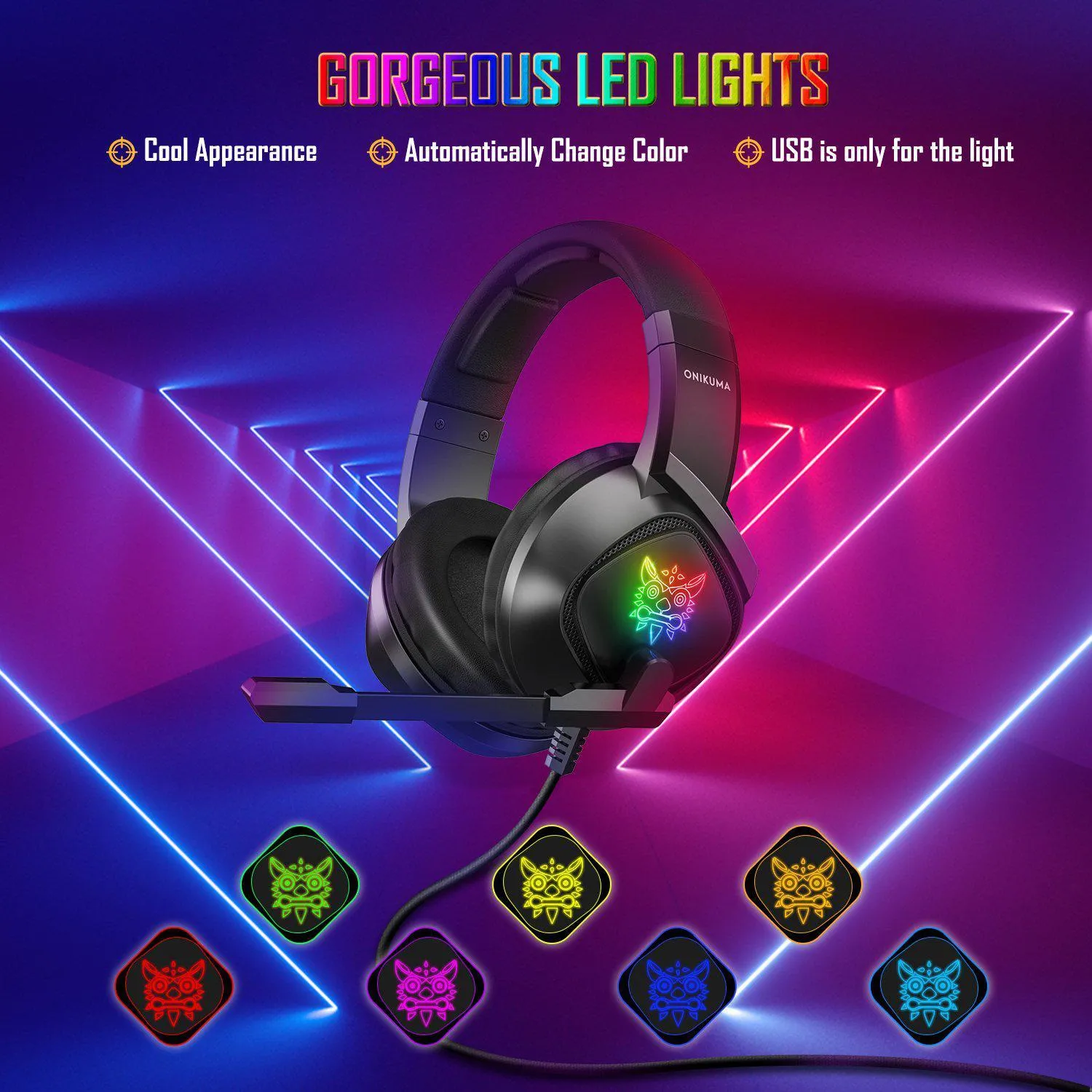 ONIKUMA K19 gaming headset zwart bedraad stereo