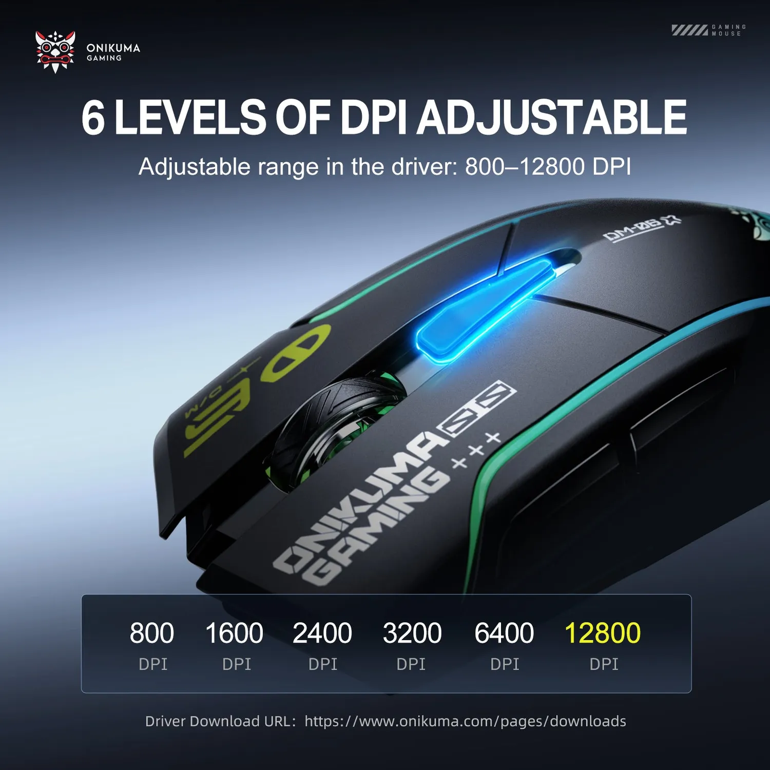 ONIKUMA DM06 gaming muis zwart tri-mode – 12800 DPI