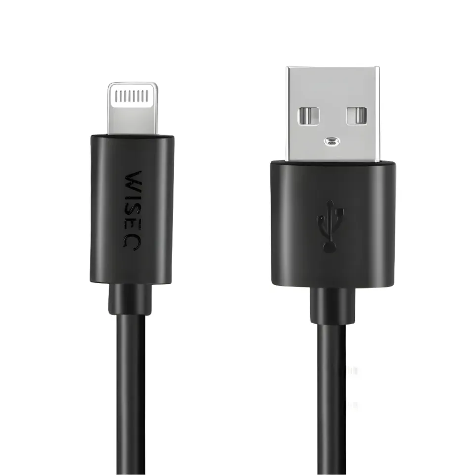 WISEQ USB naar Lightning kabel 1 meter zwart sync