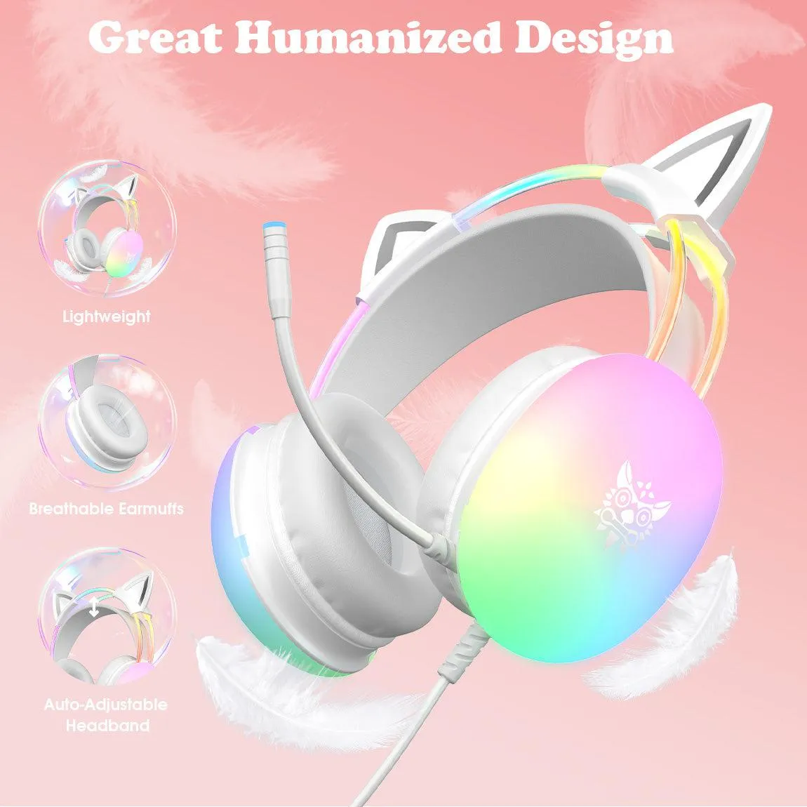 ONIKUMA X25 gaming headset wit met kattenoren