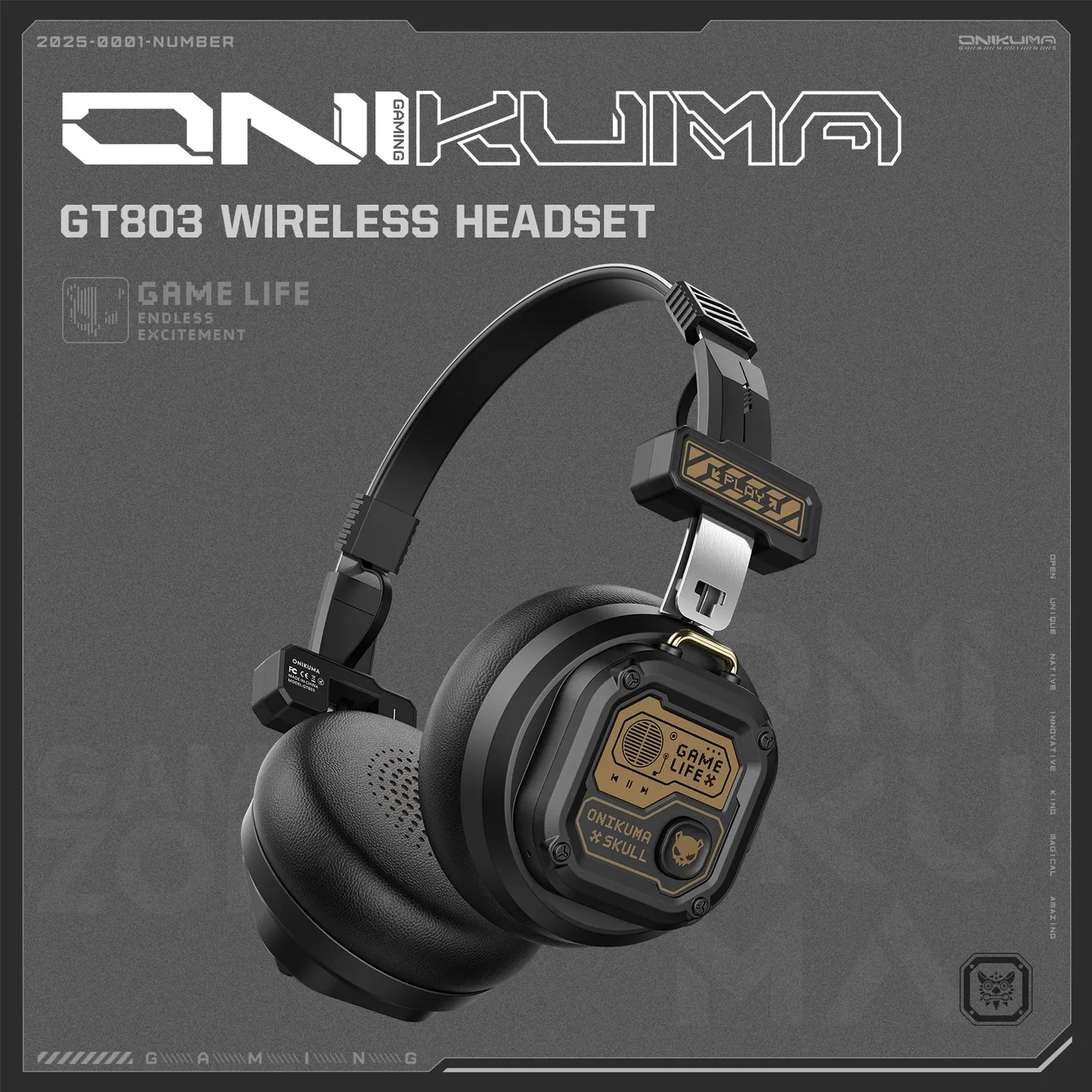 ONIKUMA GT803 gaming headset zwart draadloos 50 uur