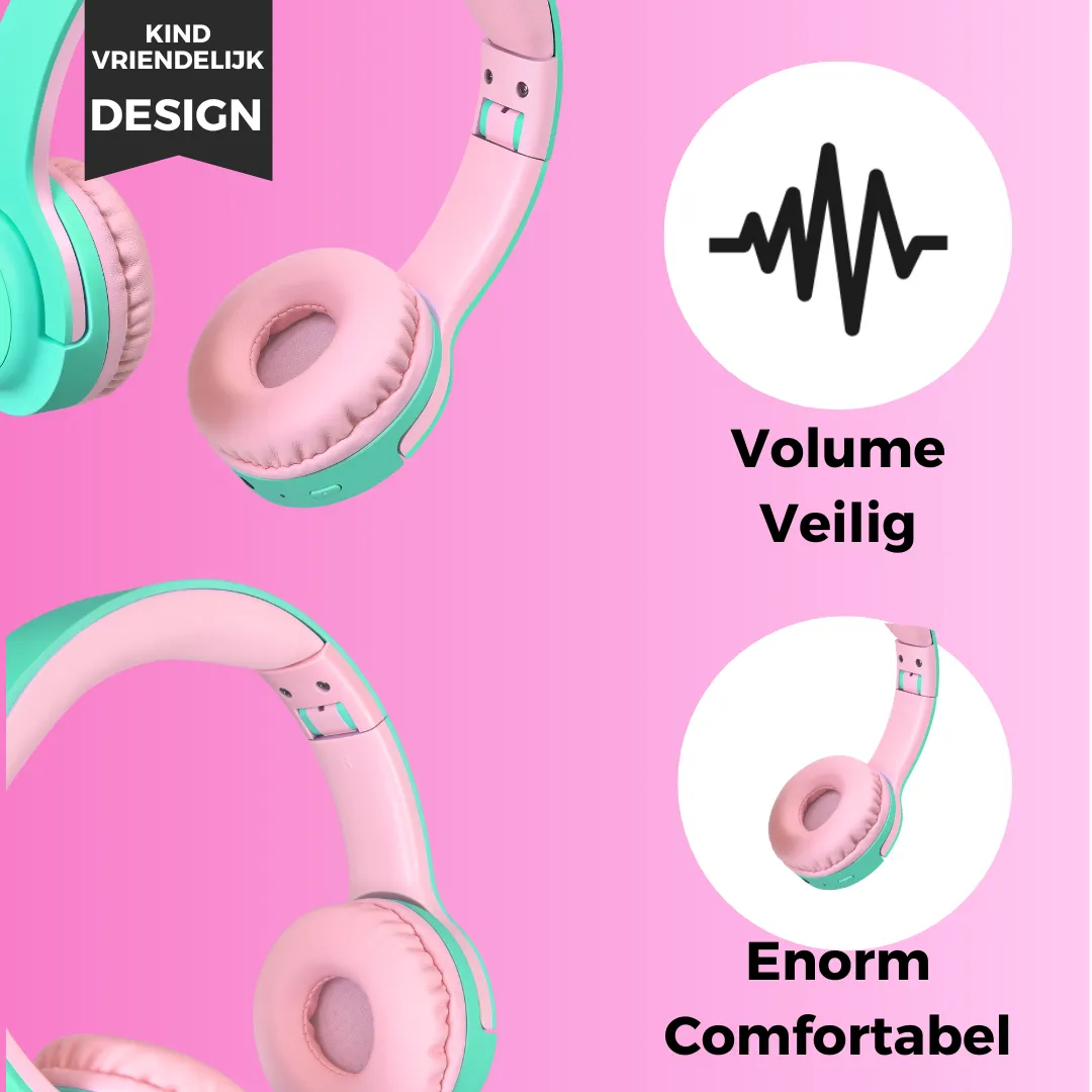 WISEQ Hero kinderkoptelefoon Unicorn-Bubblegum 38 uur volumebegrensd