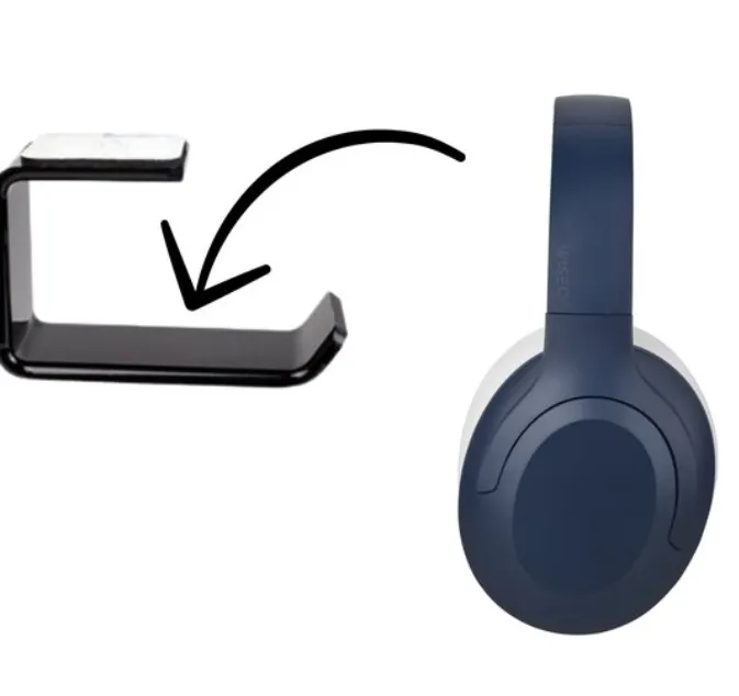 WISEQ Koptelefoonhouder Wandhanger Zwart zelfklevend compact