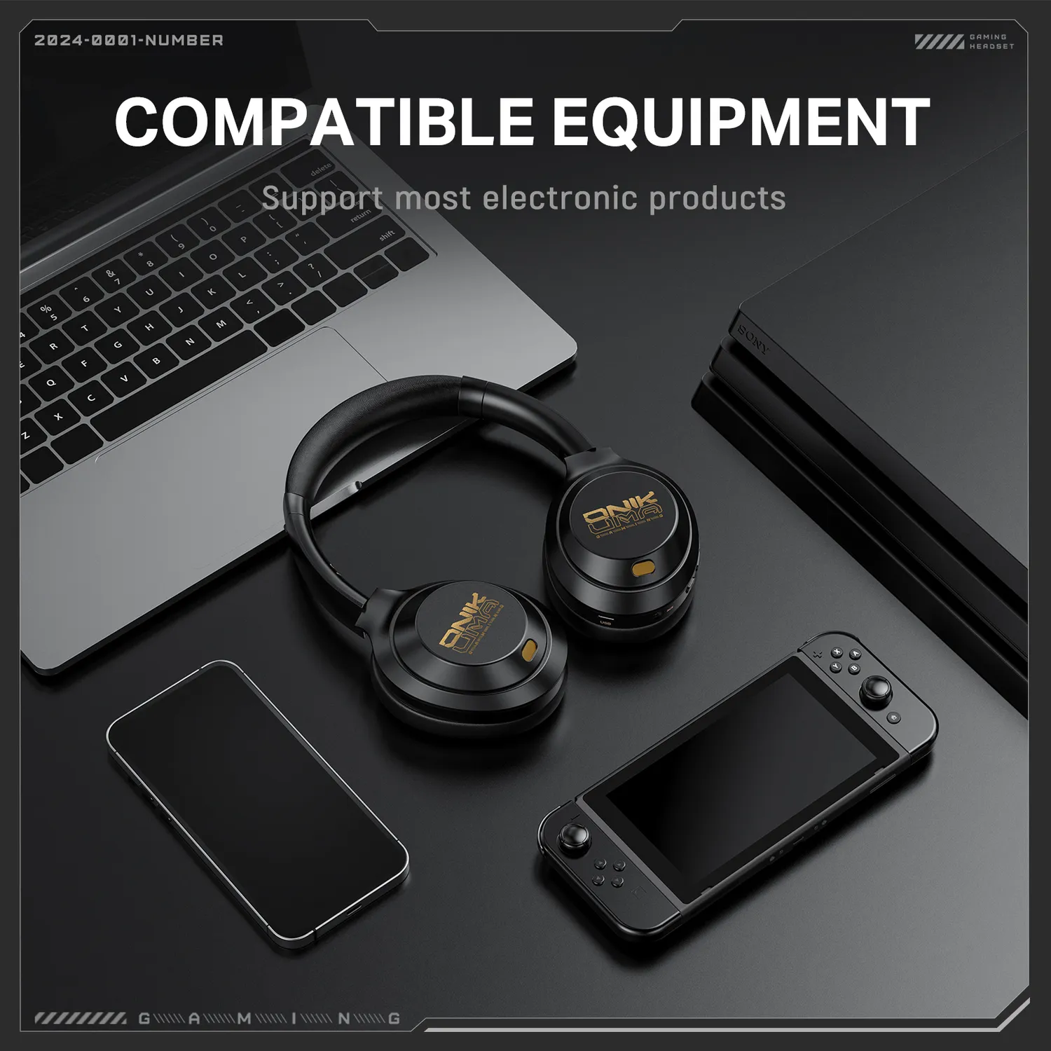 ONIKUMA GT811 gaming headset zwart Bluetooth ANC