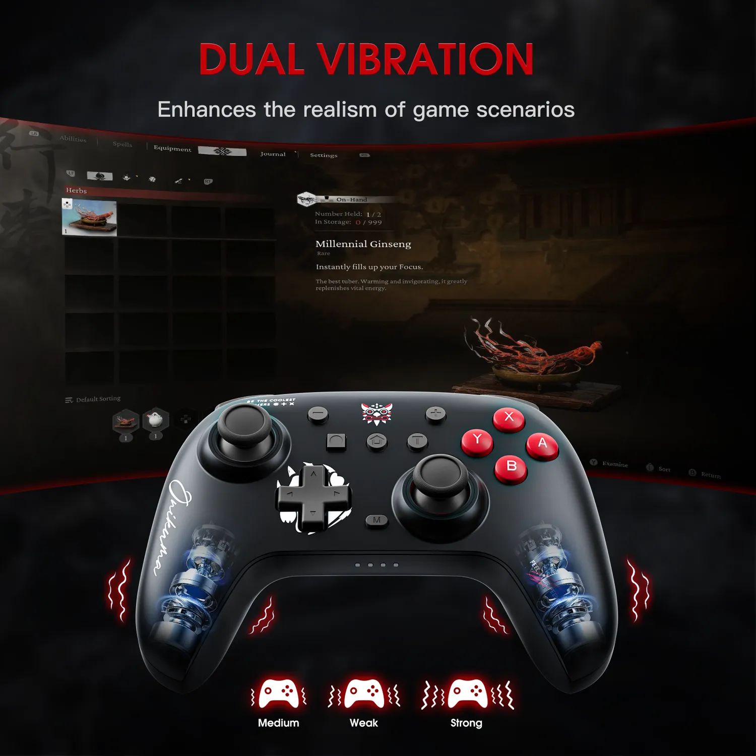 ONIKUMA C1 draadloze game controller zwart hall effect