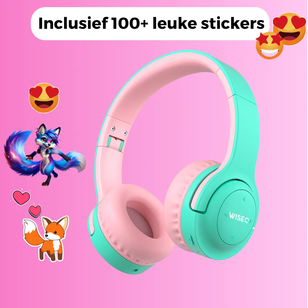 WISEQ Hero kinderkoptelefoon Unicorn-Bubblegum 38 uur volumebegrensd